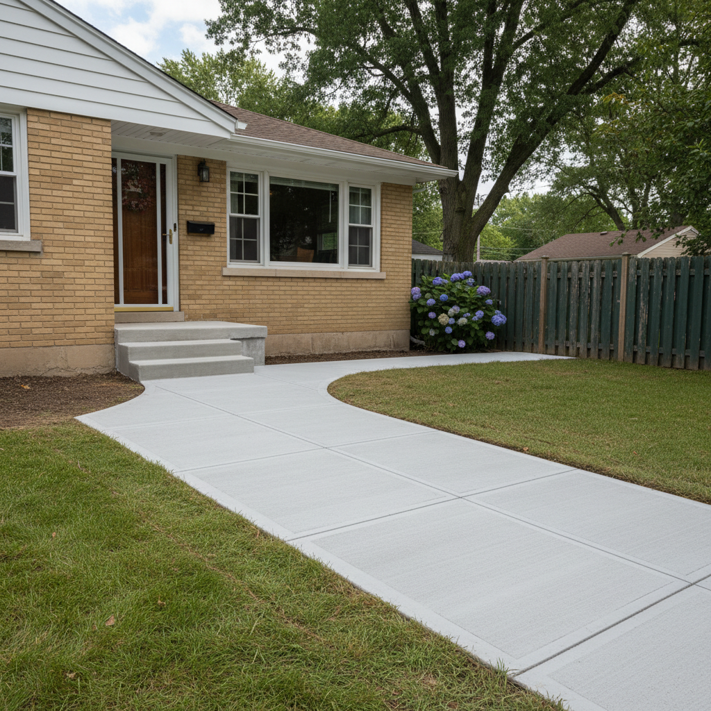 Completed concrete repair work at a residential property in Oak Park, IL