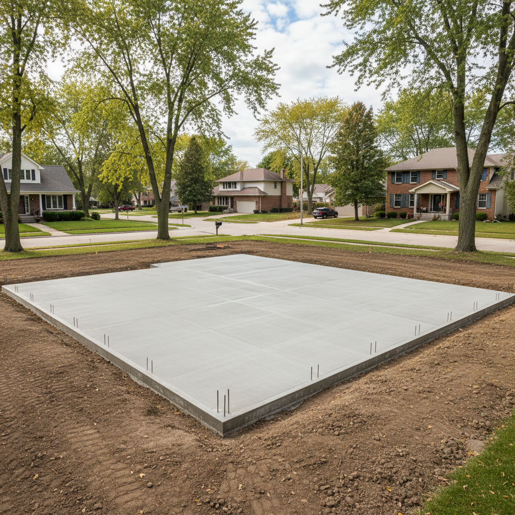 Completed concrete foundations work at a residential property in Elgin, IL