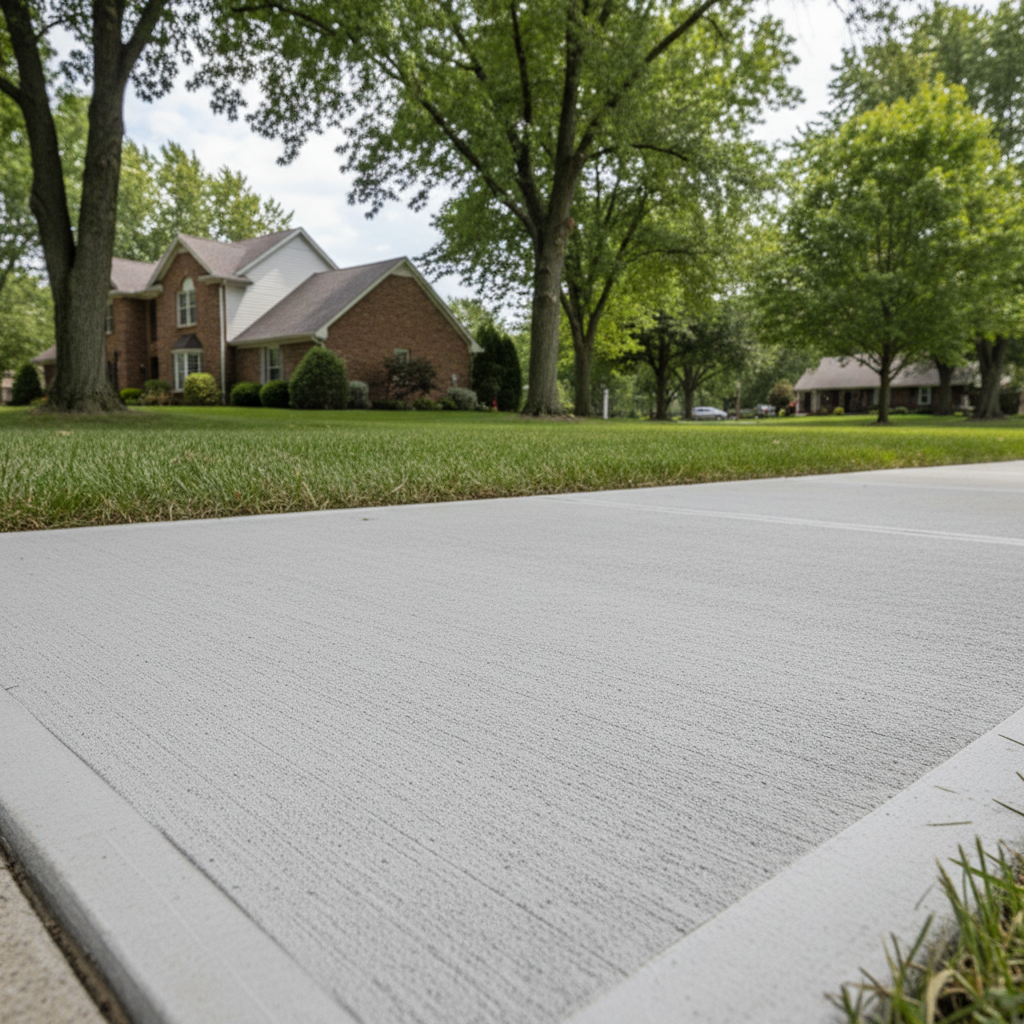 Completed concrete sidewalks work at a residential property in Arlington Heights, IL