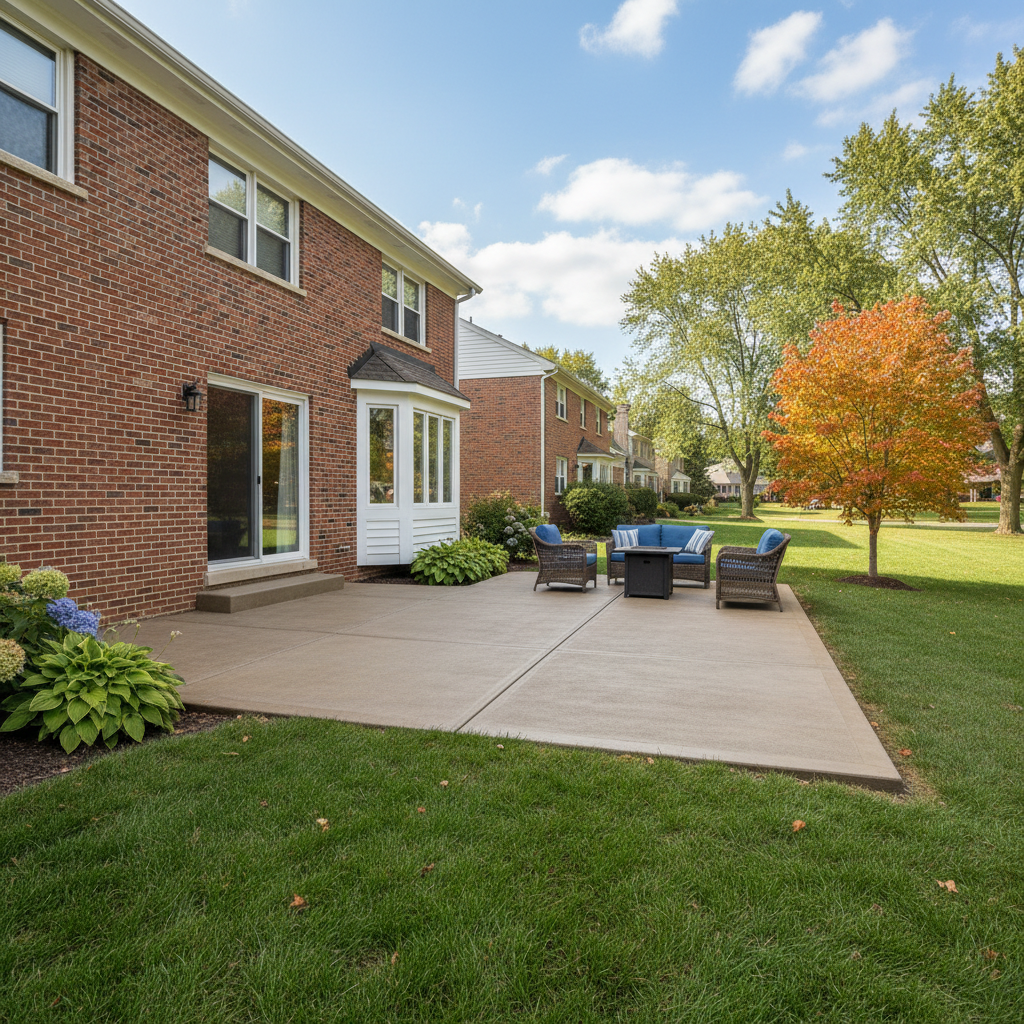 Completed concrete patios work at a residential property in Wheaton, IL