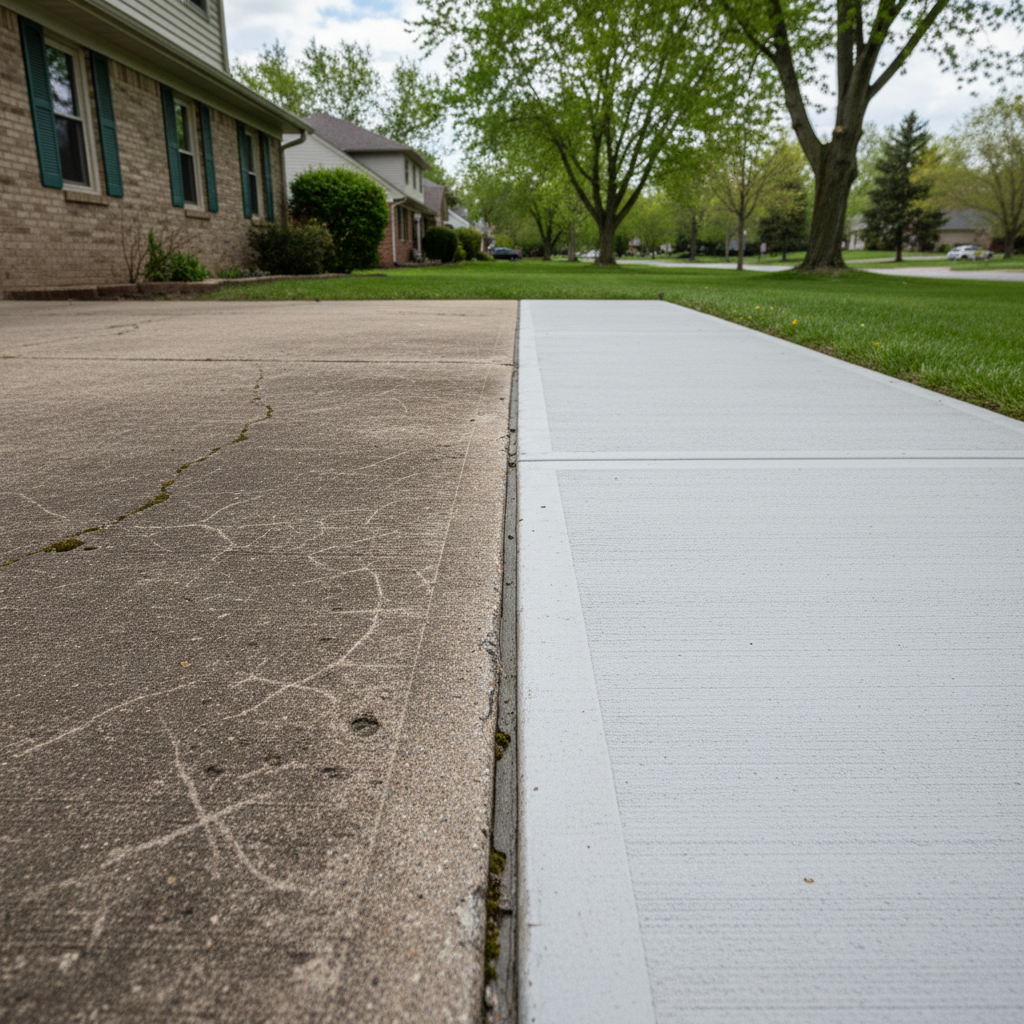 Completed concrete flatwork work at a residential property in Elgin, IL