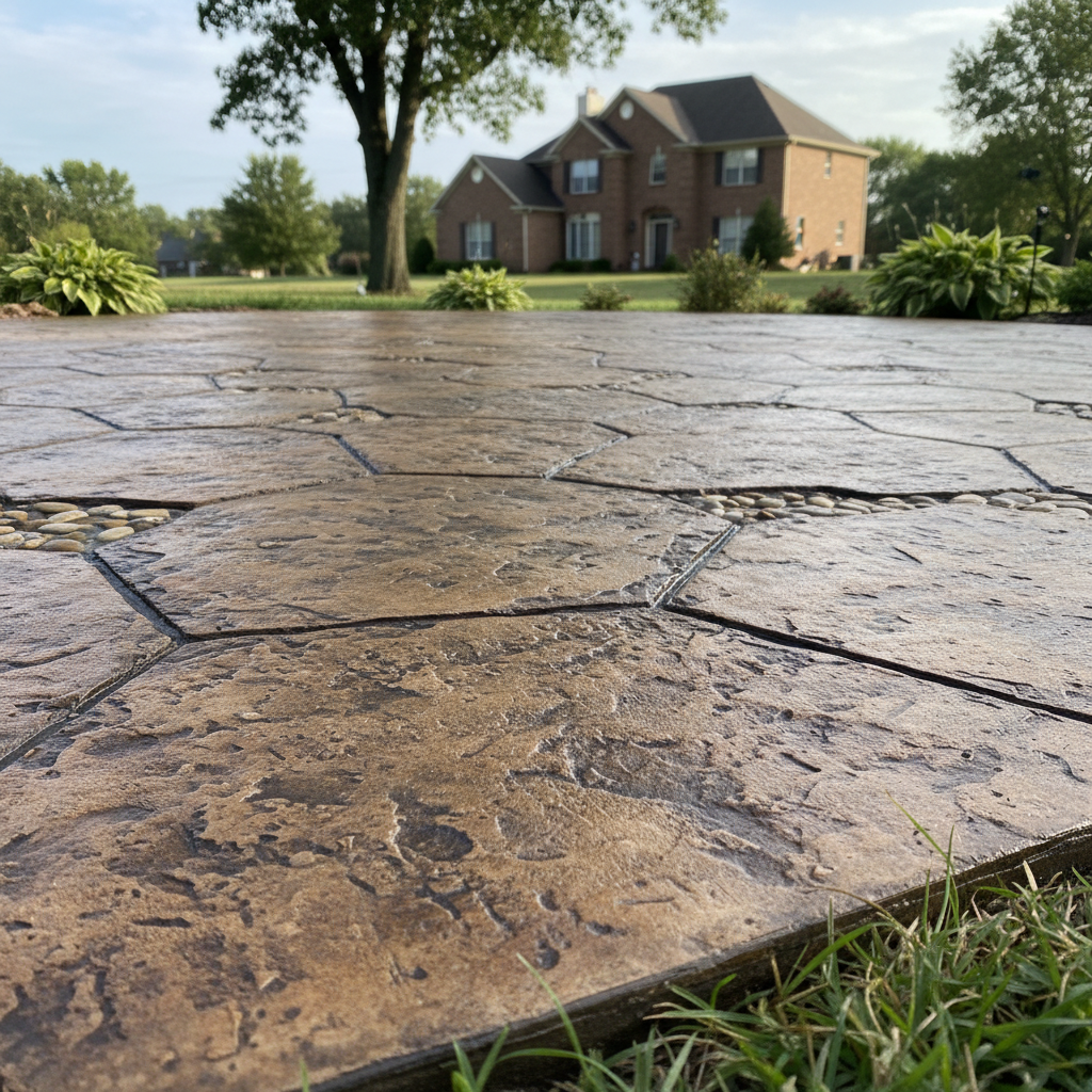 Completed decorative concrete work at a residential property in Muncie, IN