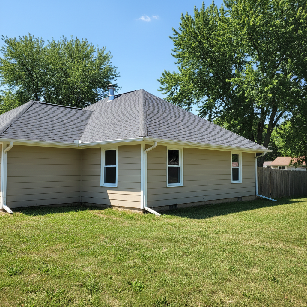 Completed asphalt shingle roofing work at a residential property in Emporia, KS