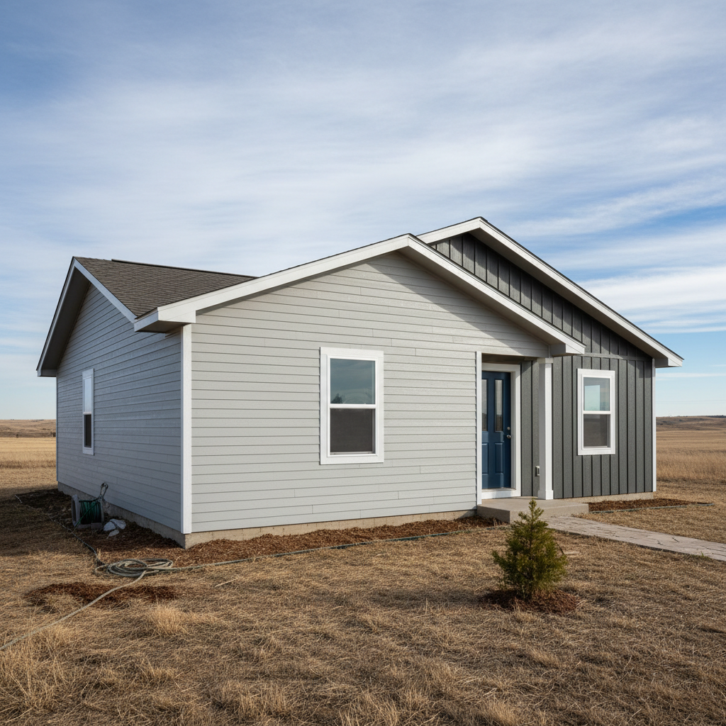 Completed cement siding work at a residential property in Dodge City, KS