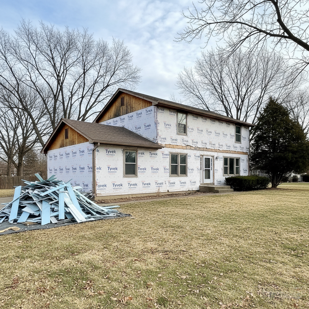 Completed siding removal work at a residential property in Topeka, KS