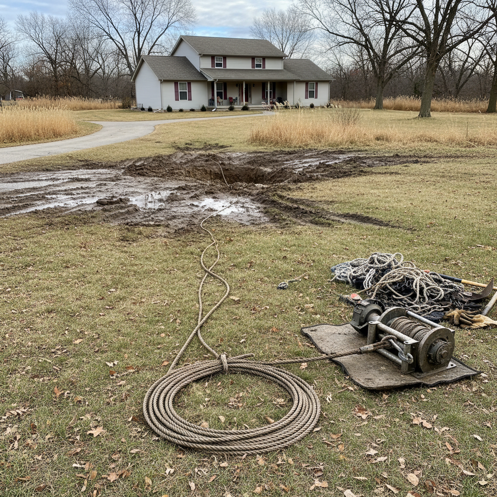 Completed winch out service work at a residential property in Topeka, KS