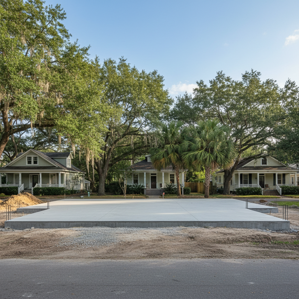 Completed concrete foundations work at a residential property in New Orleans, LA