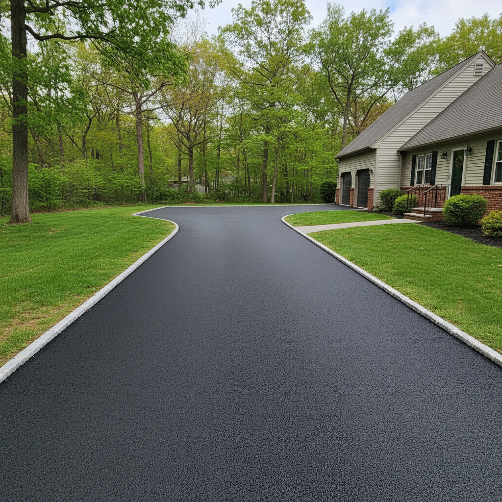 Completed asphalt paving work at a residential property in Taunton, MA