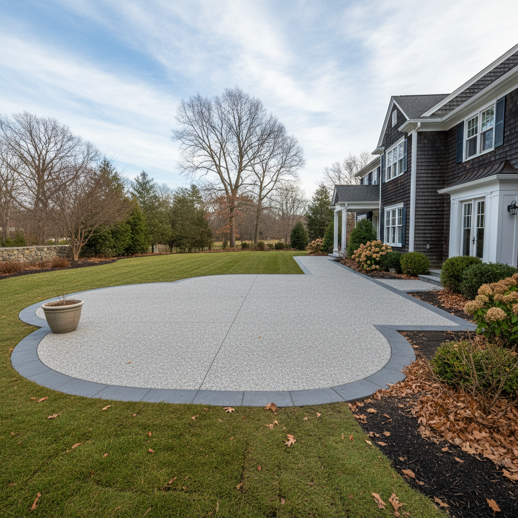 Completed concrete installation work at a residential property in Wellesley, MA