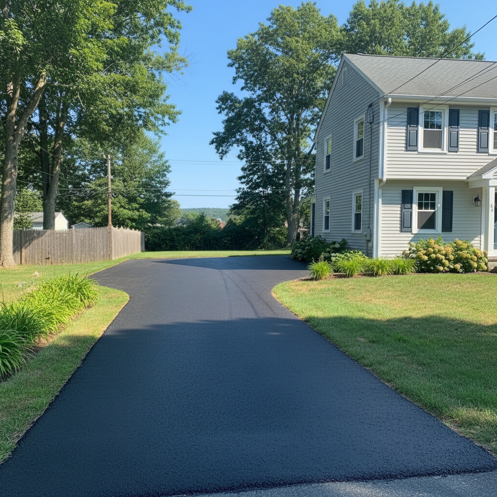 Completed asphalt paving work at a residential property in Lynn, MA