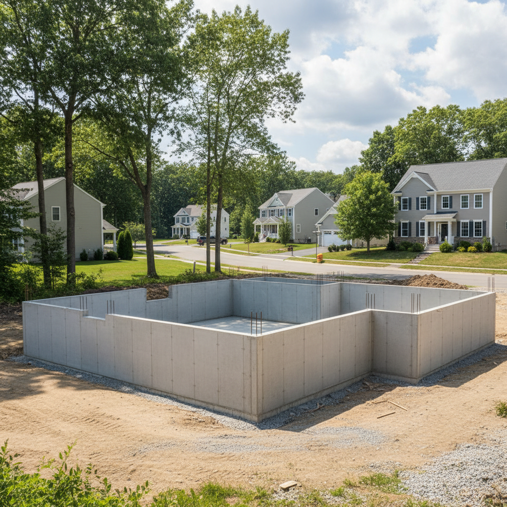 Completed concrete foundations work at a residential property in Worcester, MA