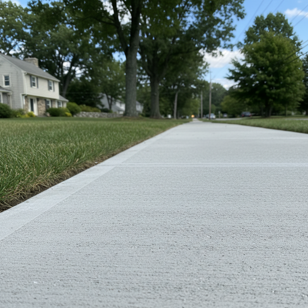Completed concrete sidewalks work at a residential property in Weston, MA