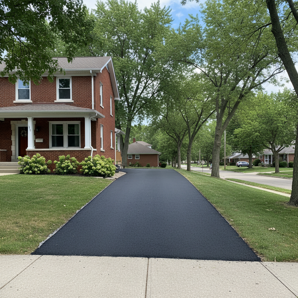 Completed driveway paving work at a residential property in Detroit, MI