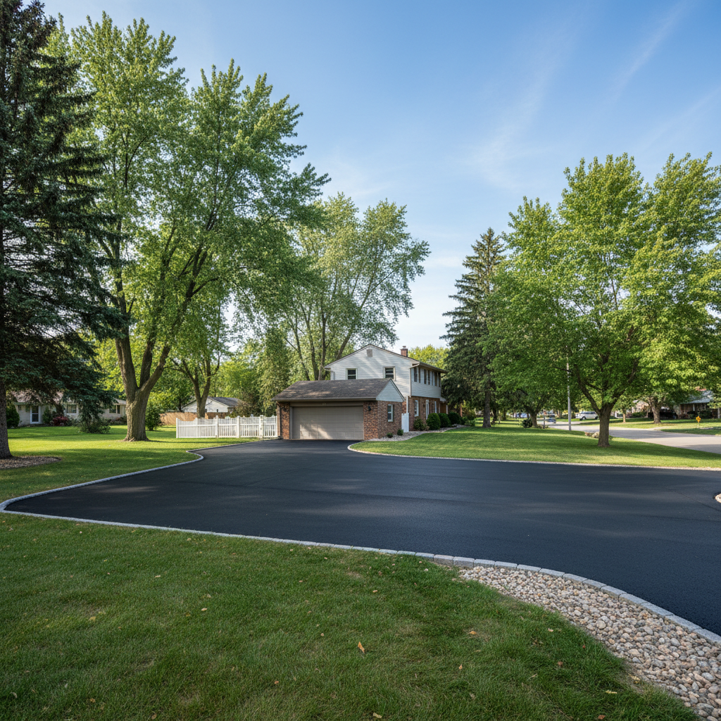 Completed parking lot paving work at a residential property in Kalamazoo, MI