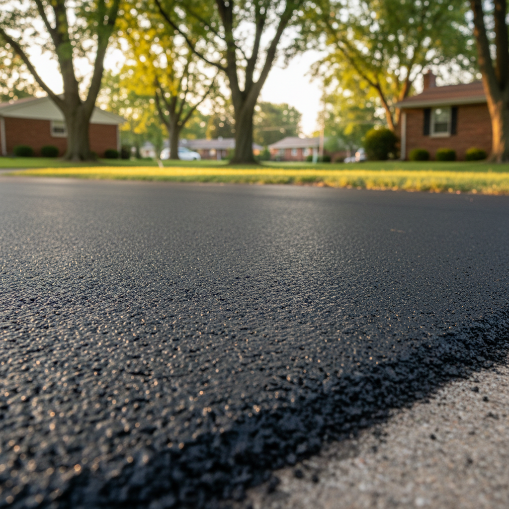 Completed asphalt repair work at a residential property in Detroit, MI