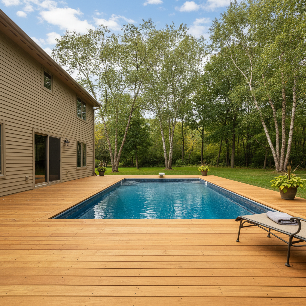 Completed pool decks work at a residential property in Burnsville, MN