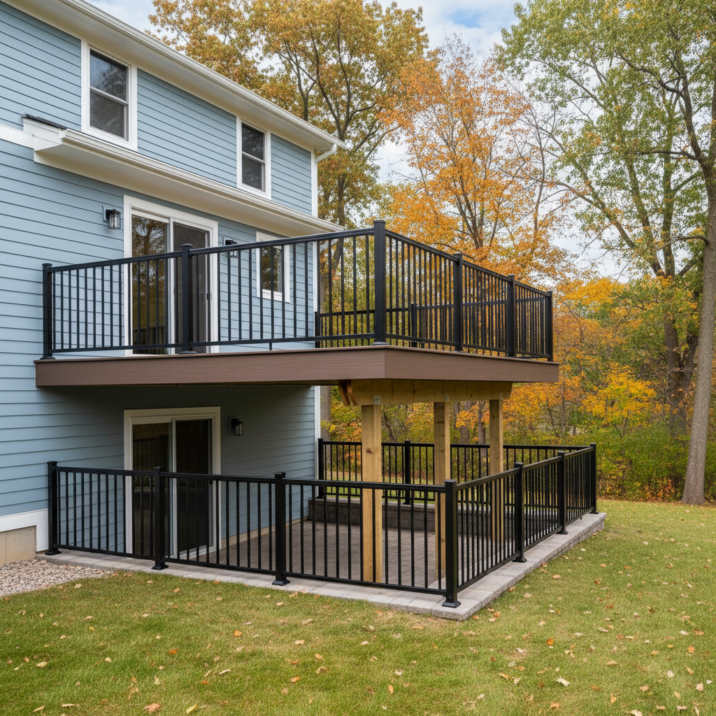 Completed deck railing installation work at a residential property in St Paul, MN