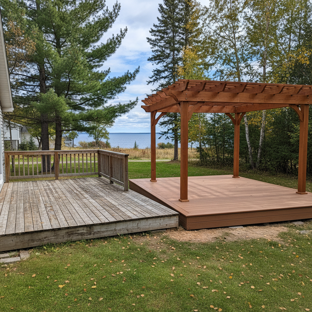 Completed pergola construction work at a residential property in Duluth, MN