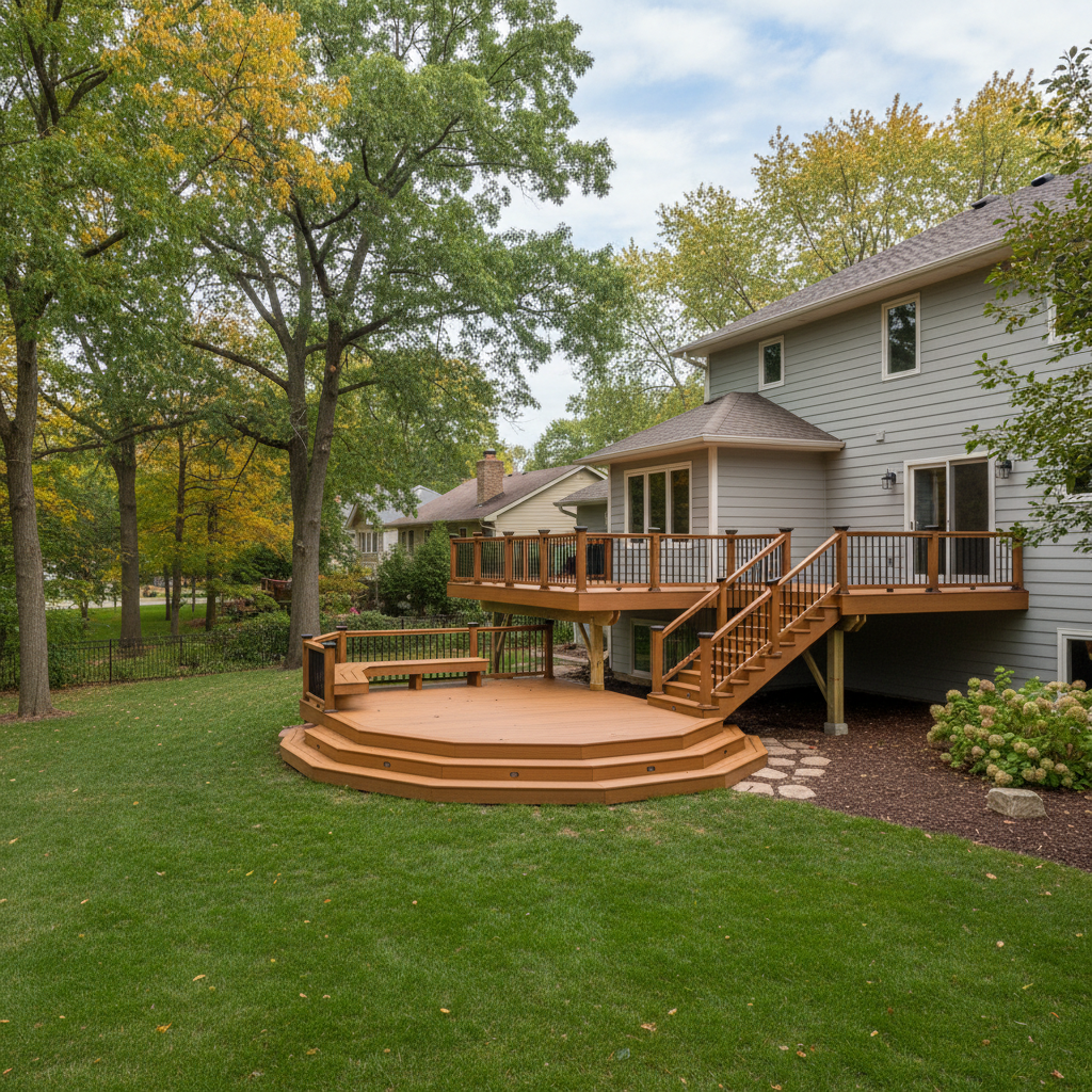 Completed trex decks work at a residential property in Minneapolis, MN