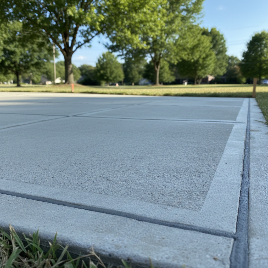 Completed concrete sidewalks work at a residential property in Olive Branch, MS