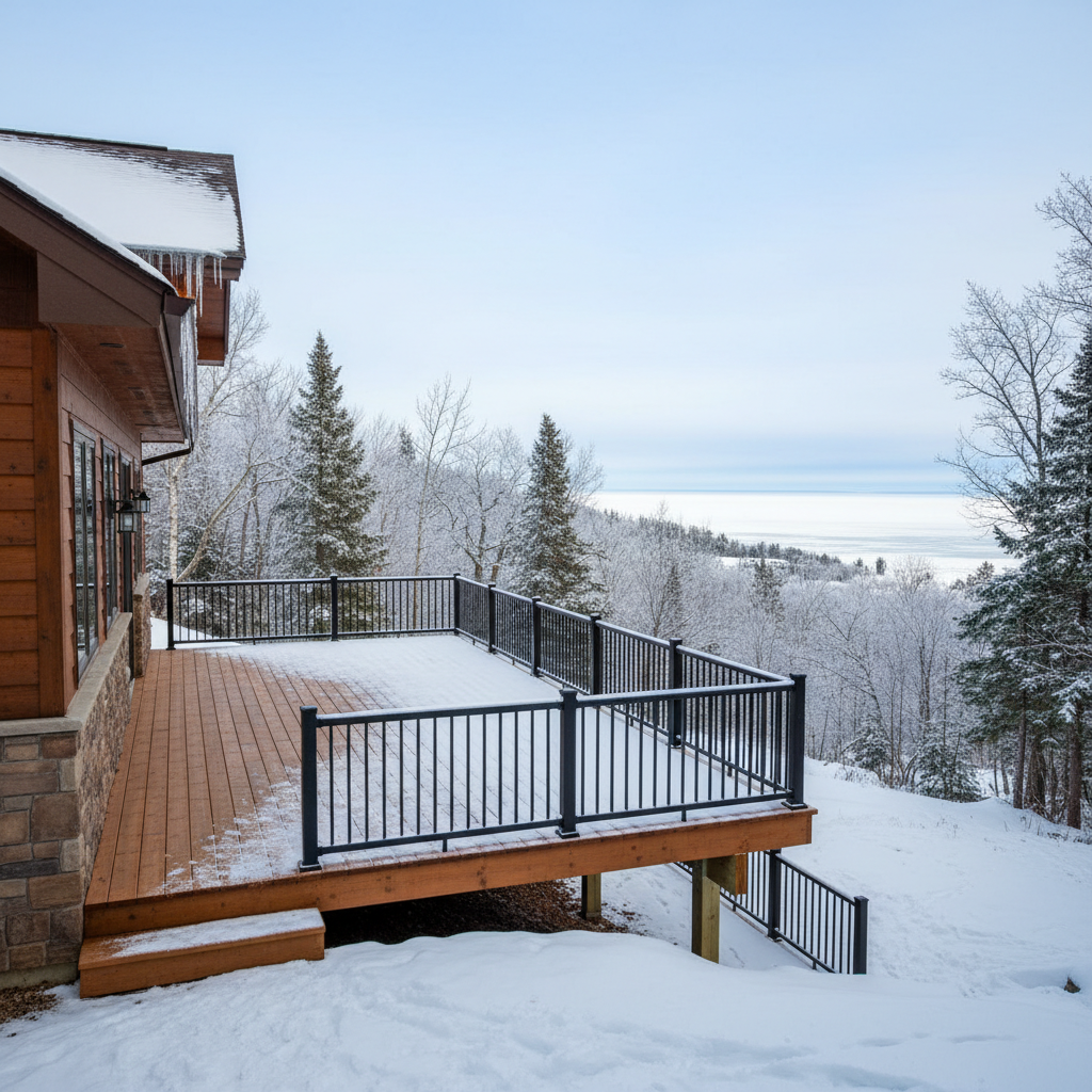 Completed deck railing installation work at a residential property in Duluth, MN