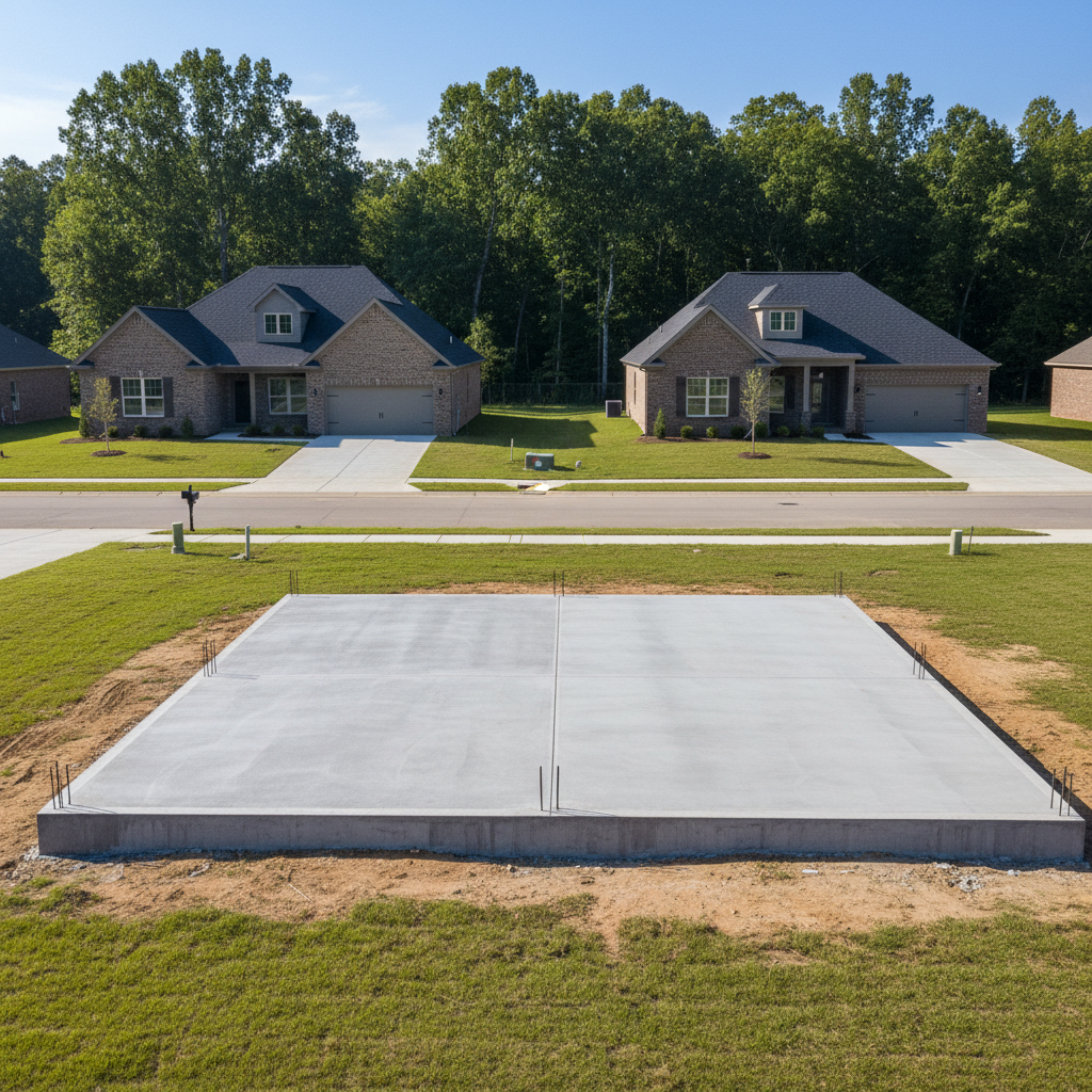 Completed concrete foundations work at a residential property in Olive Branch, MS