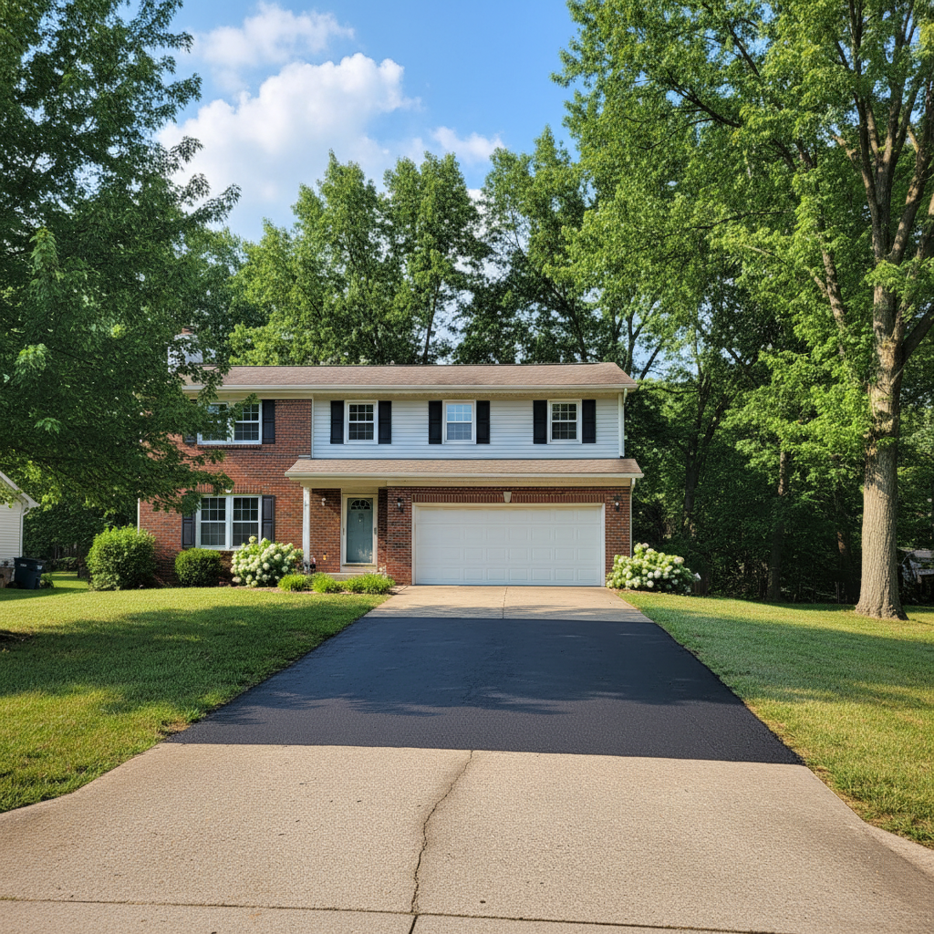 Completed asphalt repair work at a residential property in Columbia, MO