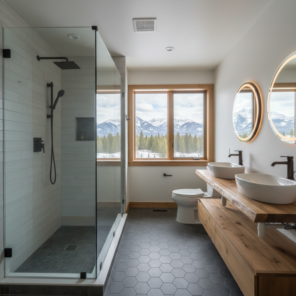 Completed bathroom modernization work at a residential property in Big Sky, MT