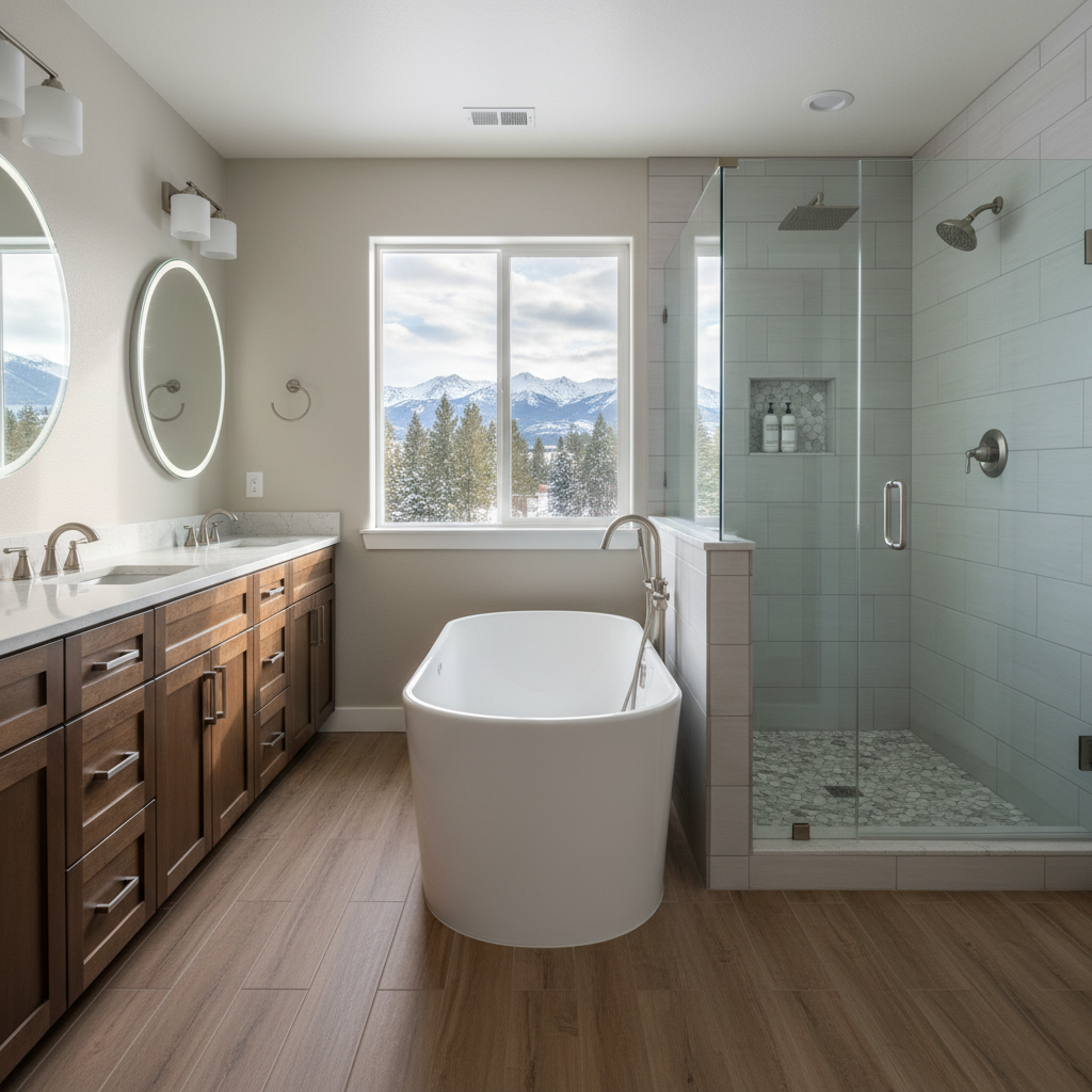Completed bathtub and shower installation work at a residential property in Bozeman, MT