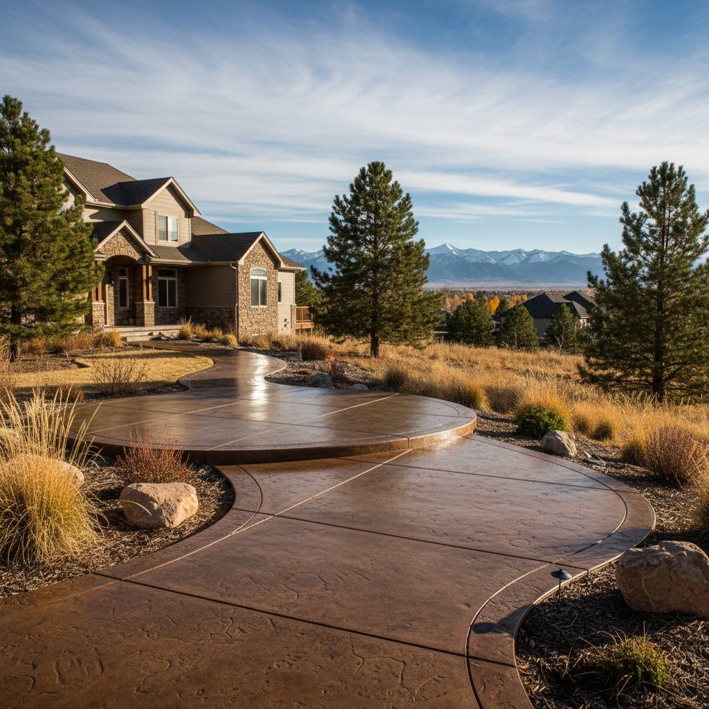 Completed concrete staining work at a residential property in Great Falls, MT