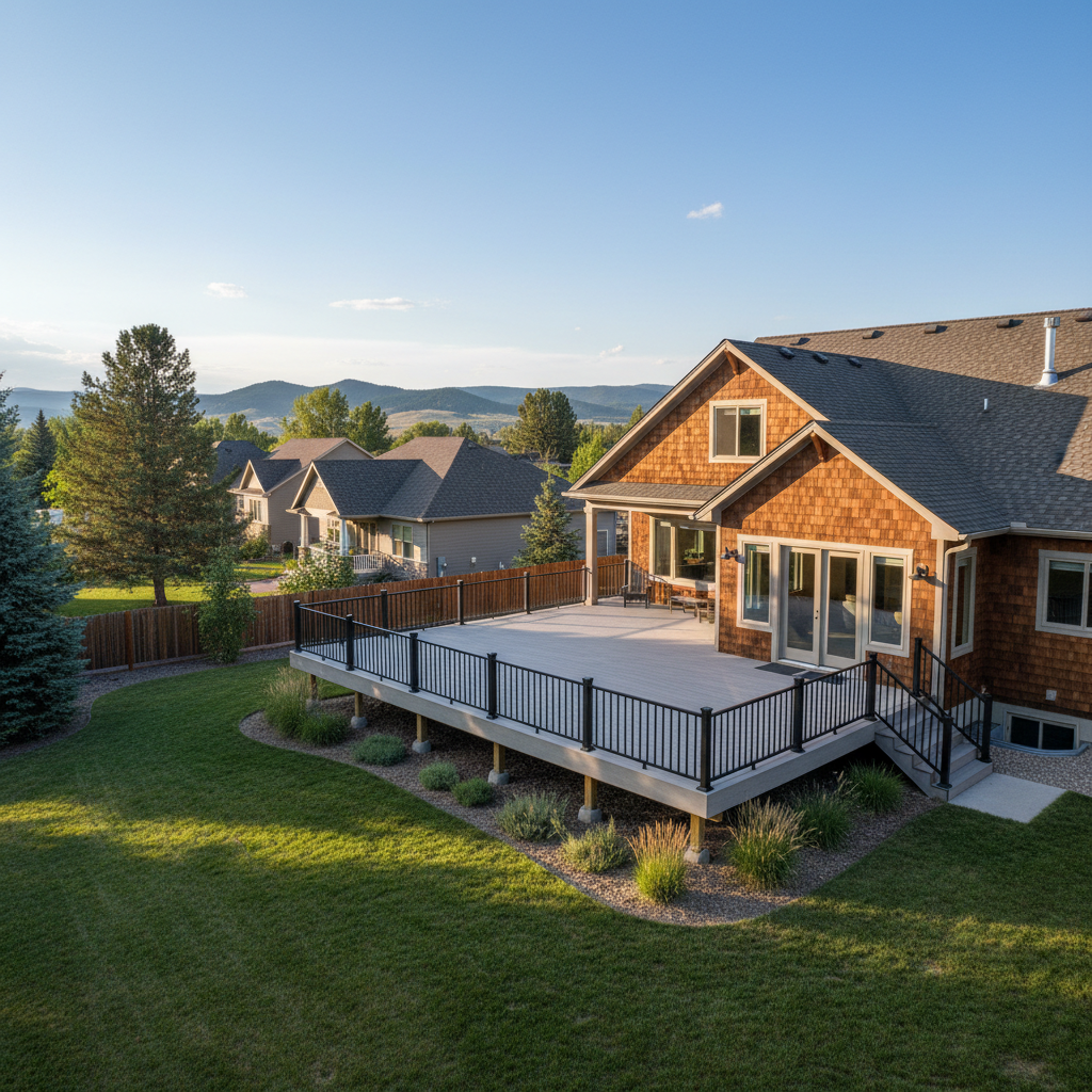 Completed composite decks work at a residential property in Missoula, MT