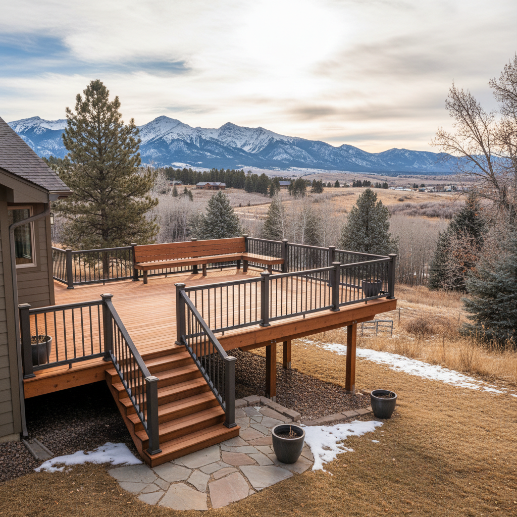 Completed deck construction work at a residential property in Billings, MT