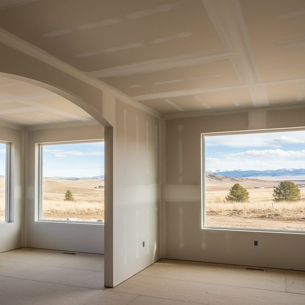 Completed sheetrock installation work at a residential property in Billings, MT