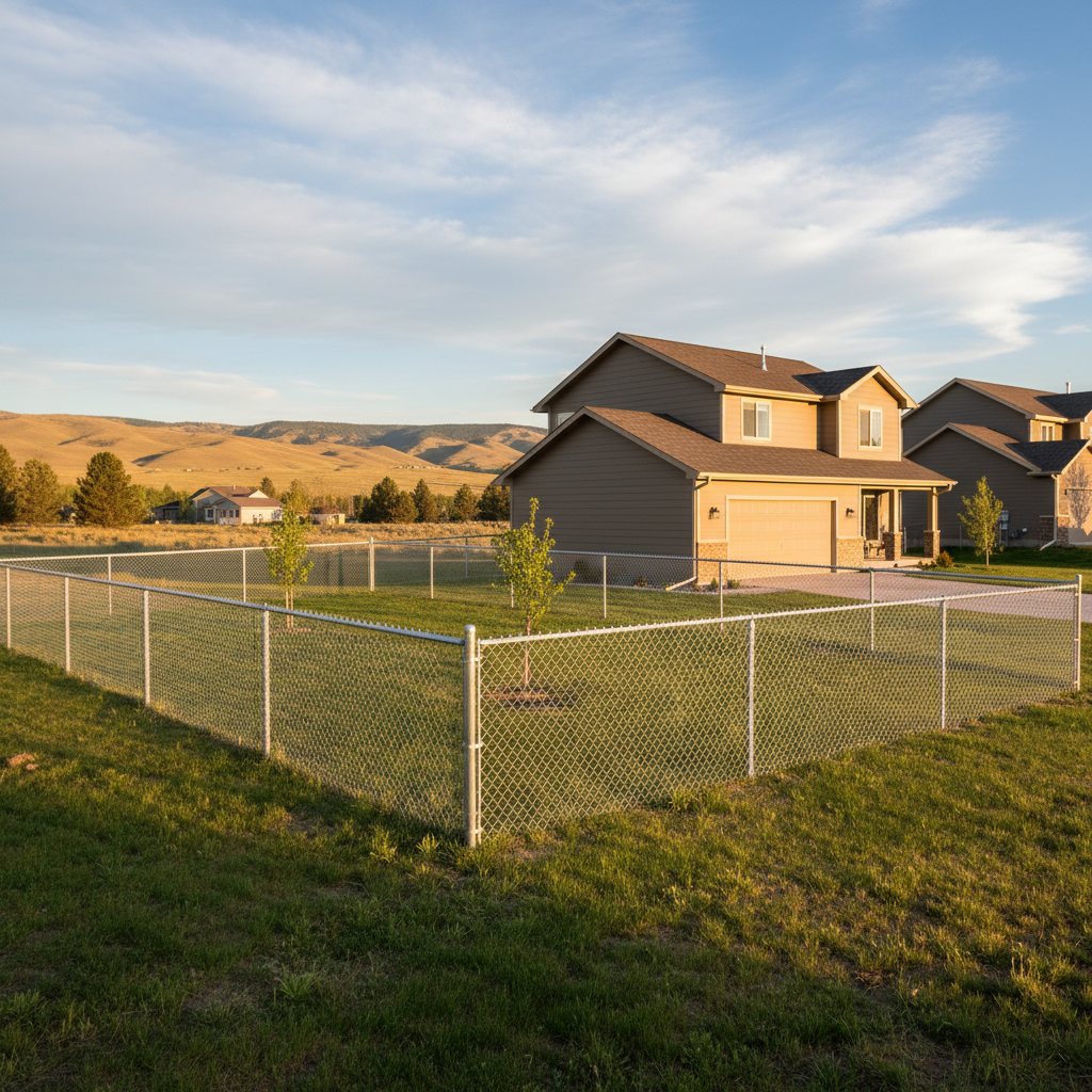 Completed chain link fence installation work at a residential property in Billings, MT