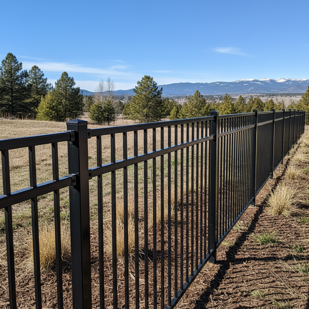 Completed aluminum fence installation work at a residential property in Missoula, MT