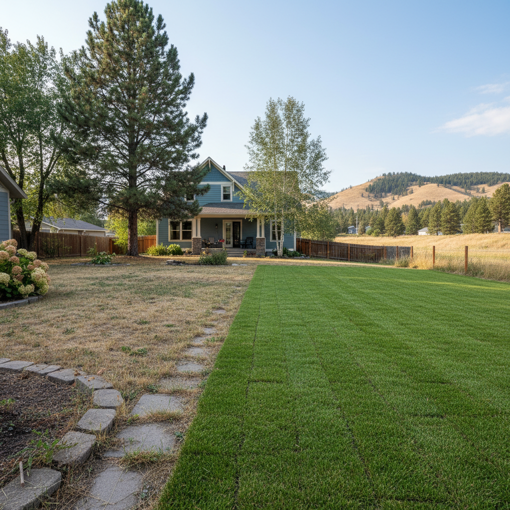 Completed sod installation work at a residential property in Missoula, MT