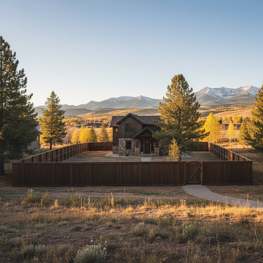 Completed fence painting work at a residential property in Big Sky, MT