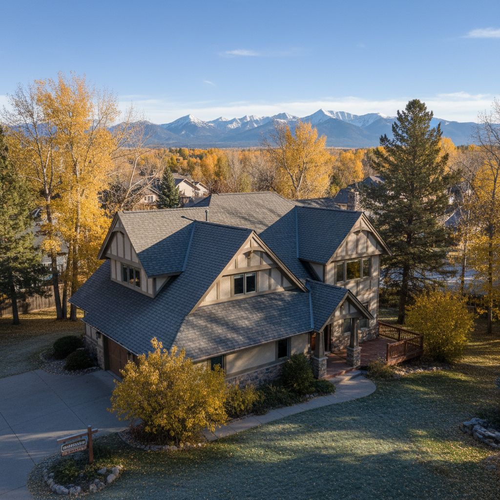 Completed roof installation work at a residential property in Bozeman, MT