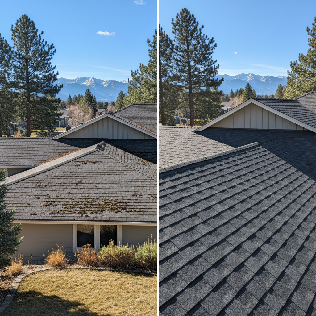 Completed roof replacement work at a residential property in Missoula, MT