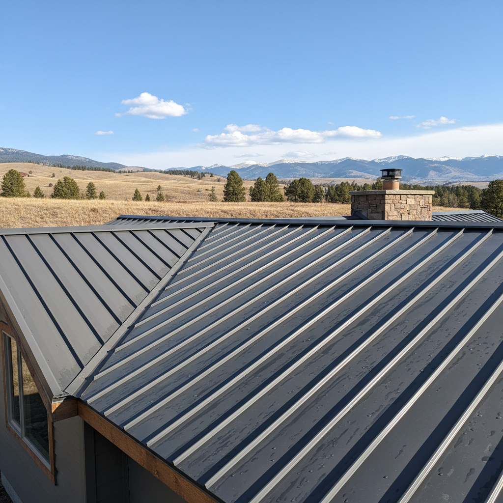 Completed metal roofing work at a residential property in Helena, MT