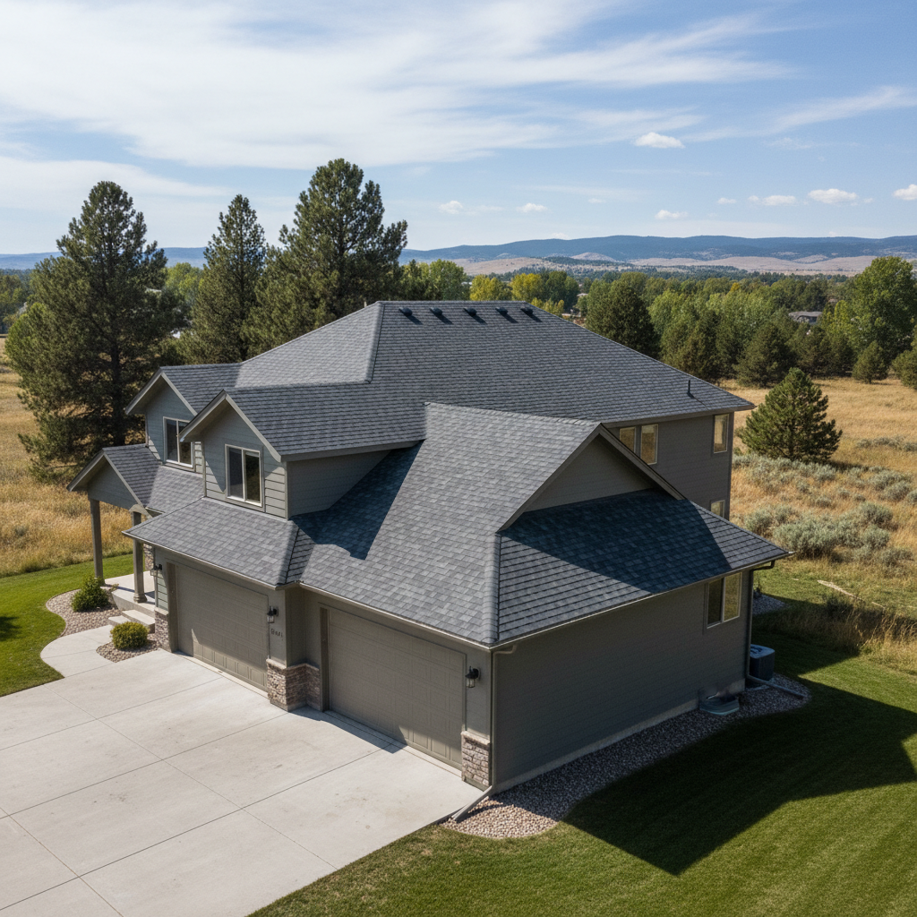 Completed asphalt shingle roofing work at a residential property in Great Falls, MT