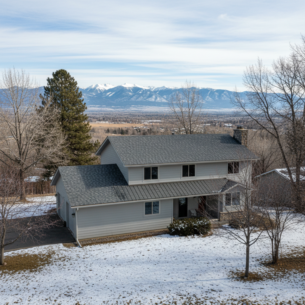 Completed roof installation work at a residential property in Missoula, MT
