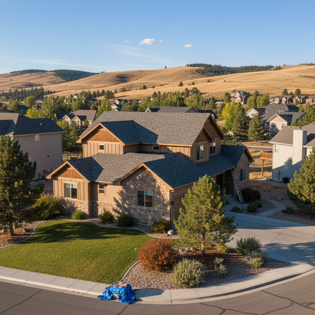Completed roof repair work at a residential property in Helena, MT