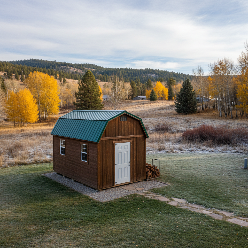 Completed storage sheds work at a residential property in Victor, MT