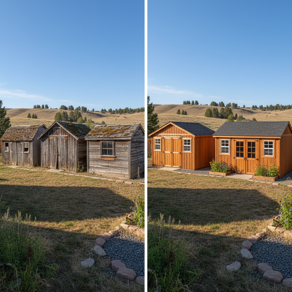 Completed garden sheds work at a residential property in Billings, MT