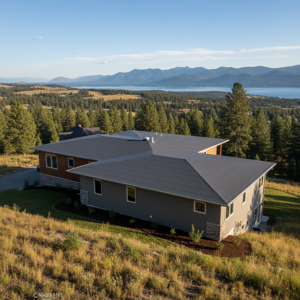Completed flat roofing work at a residential property in Polson, MT
