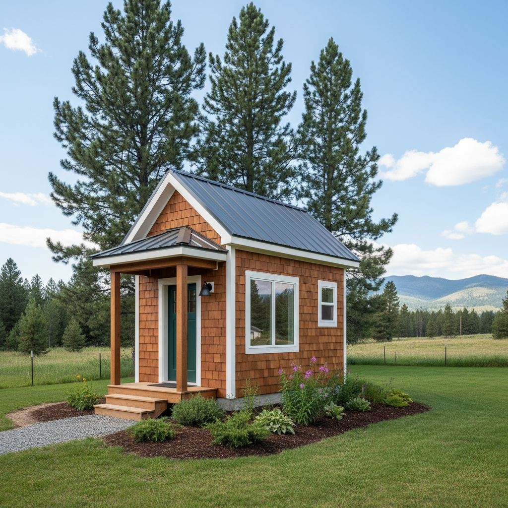 Completed tiny homes work at a residential property in Missoula, MT