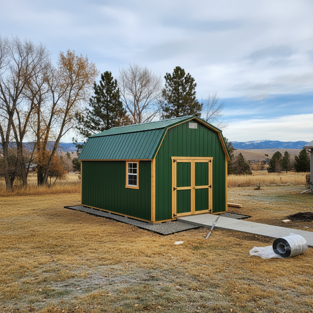 Completed storage sheds work at a residential property in Billings, MT