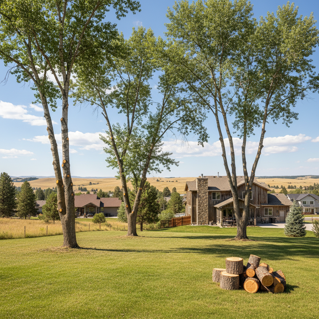 Completed tree trimming work at a residential property in Laurel, MT