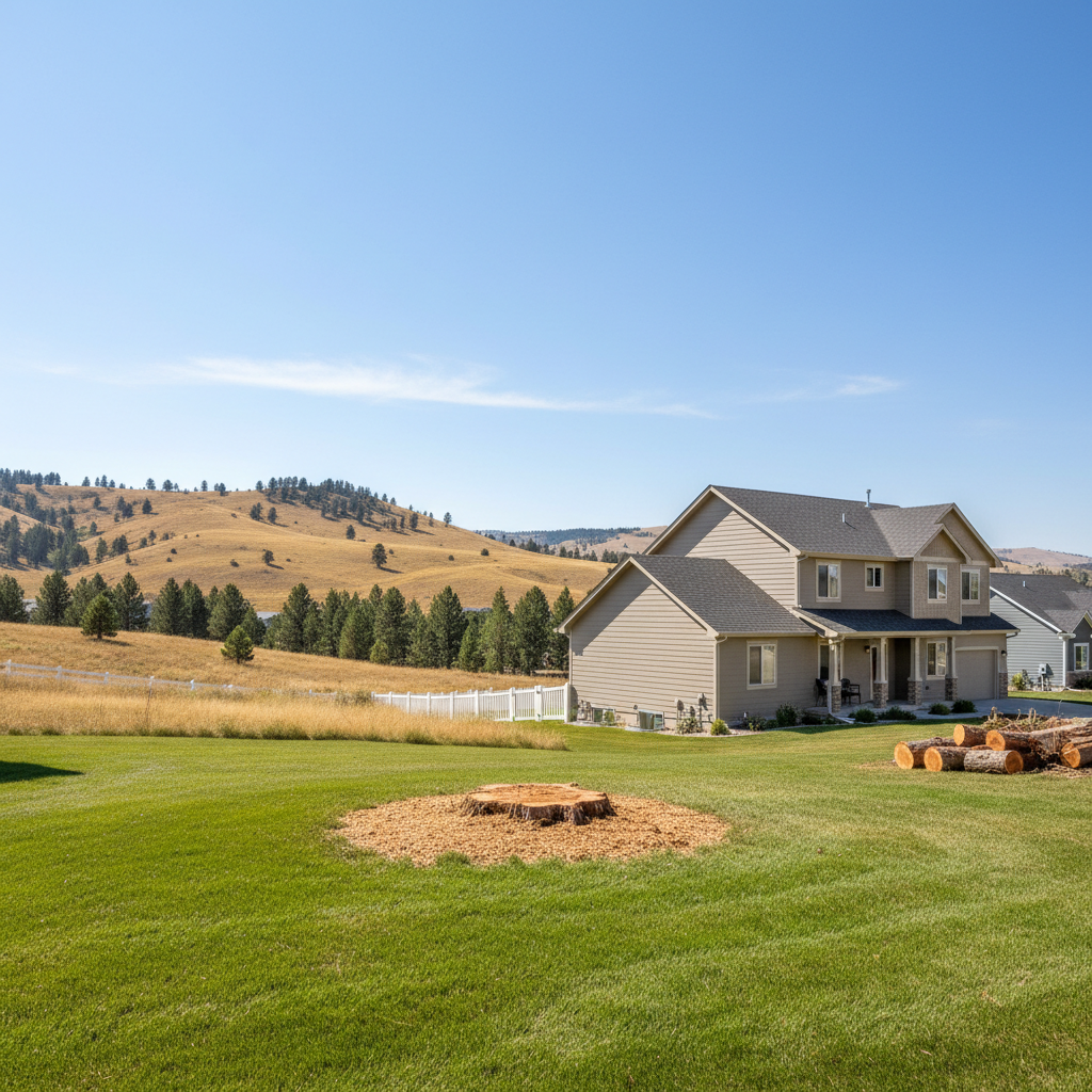 Completed tree removal work at a residential property in Billings, MT
